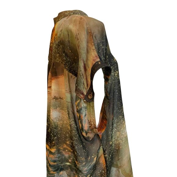 Y2K Forever 21 Plus Cosmic Universe Shirt Womens Size 1X Sheer Space Galaxy - Picture 3 of 10